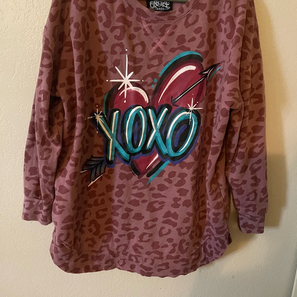 One Step Ahead Kids' Purple Leopard XOXO Sweatshirt